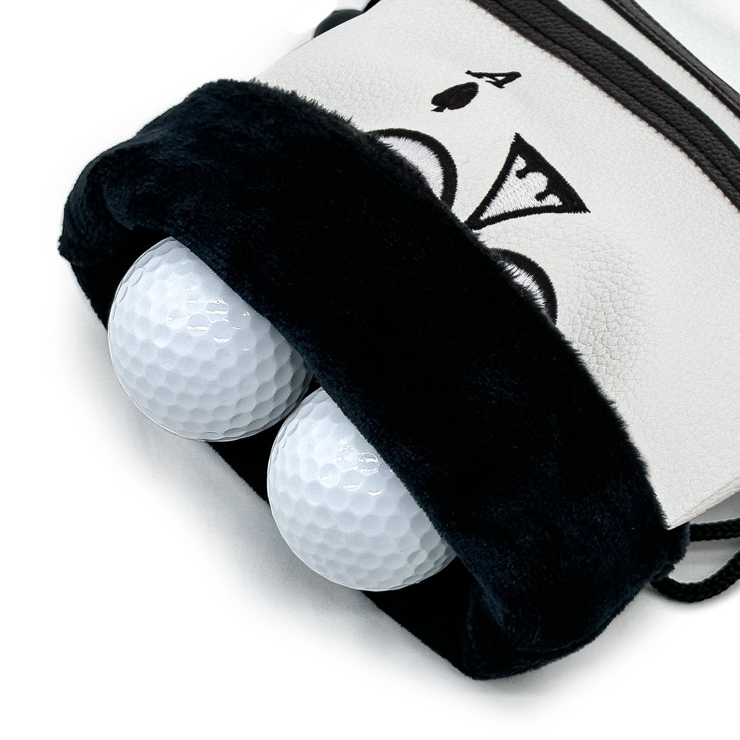 Ace of Spade Golf Valuables Bag with Drawstrings - Synthetic Leather Tee Pouch