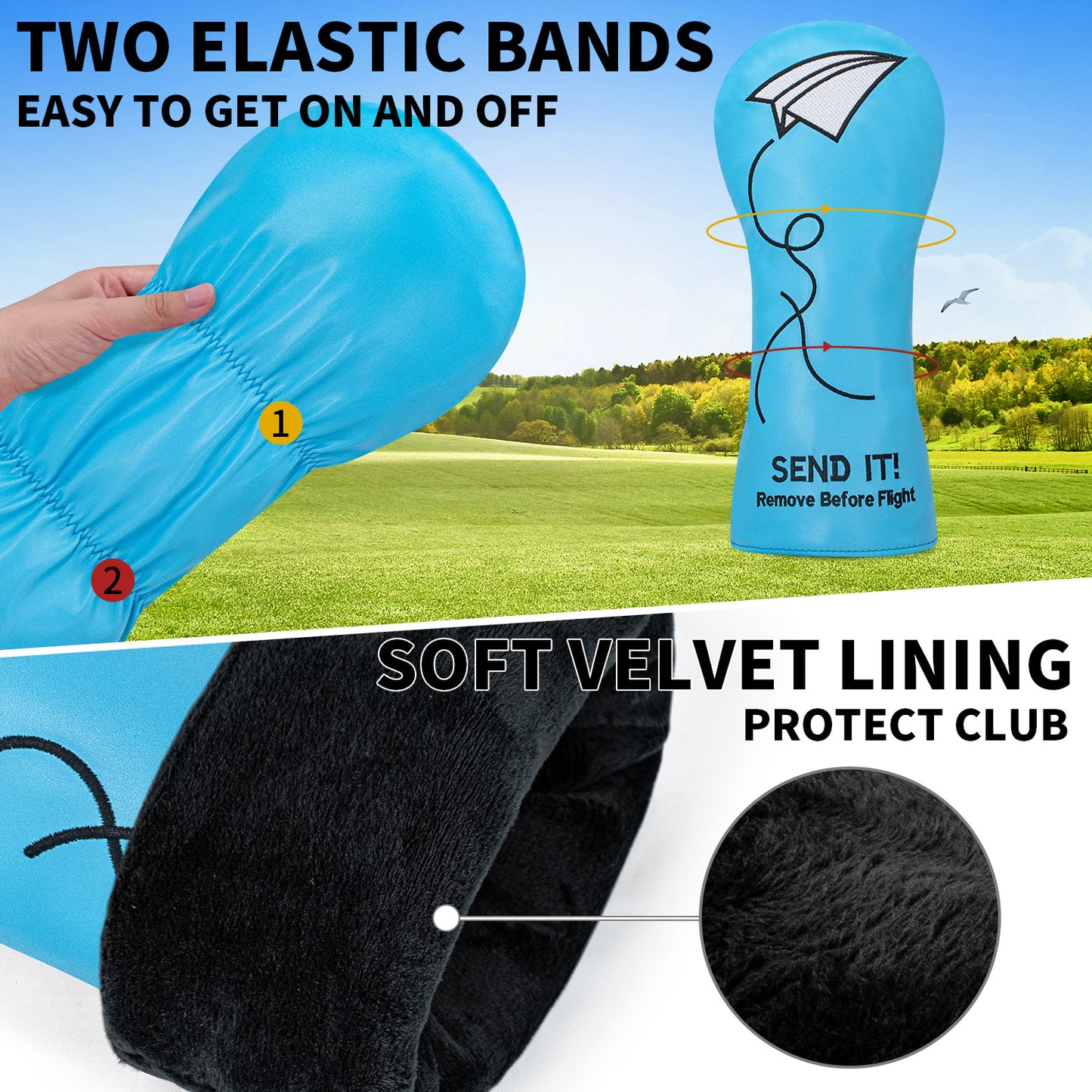 Golf Driver Headcover with Airplane Design Golf Club Covers,4pcs or 1pc Golf Headcovers for Woods and Driver Fairway Hybrids Women Men - Premium PU Leather