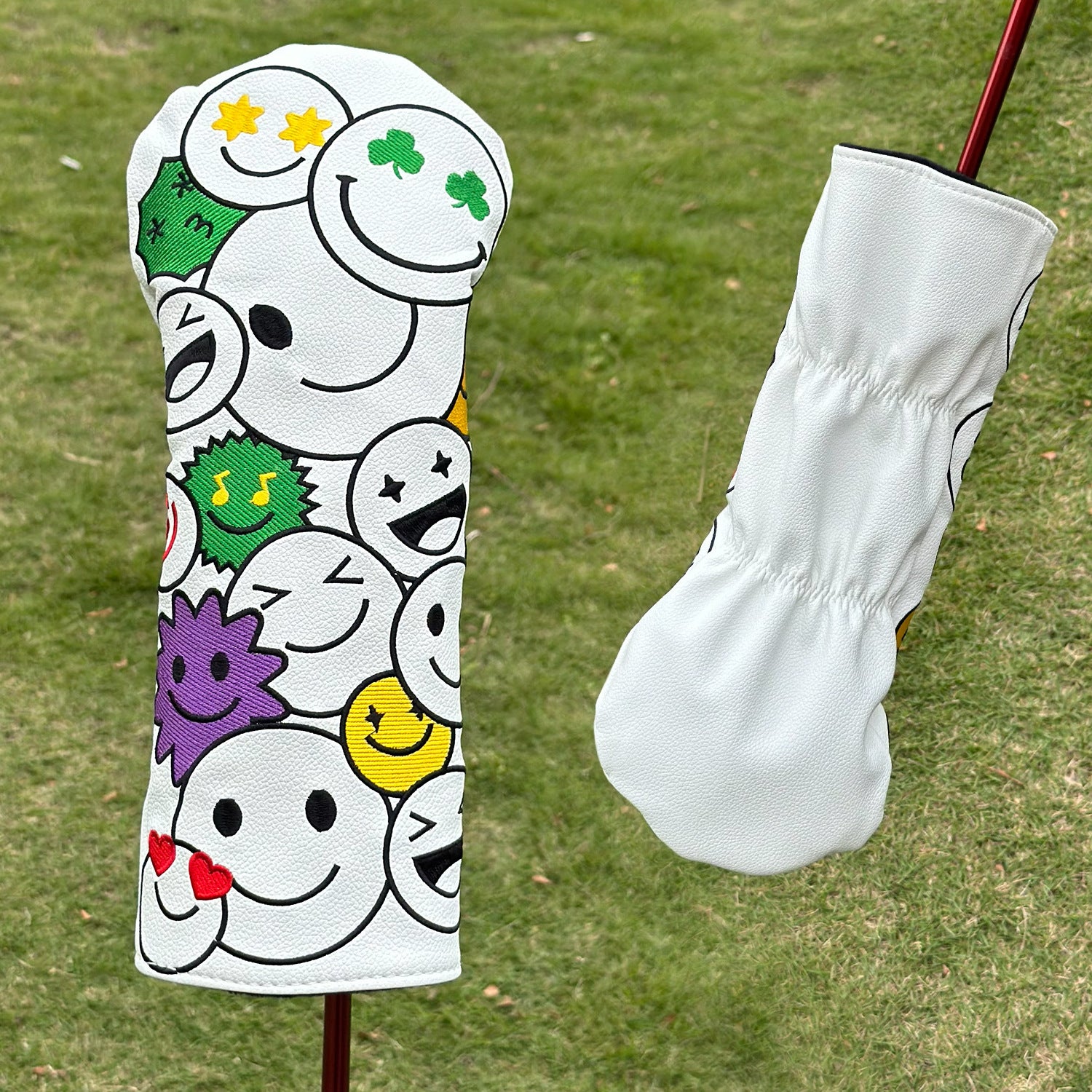 Cartoon Smiley Face Doodle Golf Club Head Covers