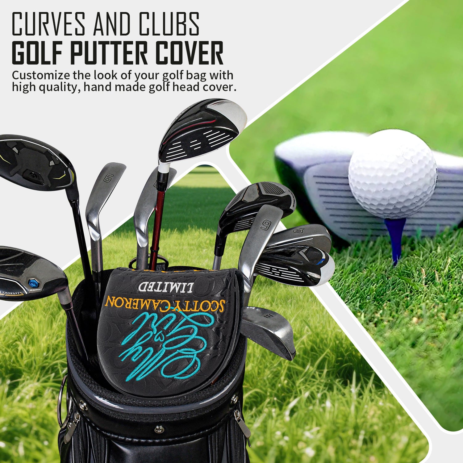 Putter Cover Half Mallet Putter Headcover Magnetic Mid Mallet Putter HeadcoverClub Protector