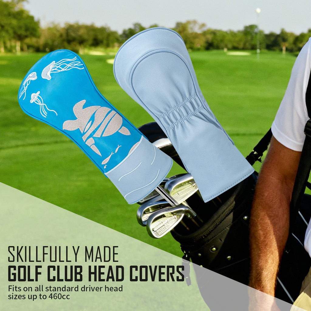 Awesome Golf Headcovers Blue Sea Turtle Embroidery Gift for Men Women