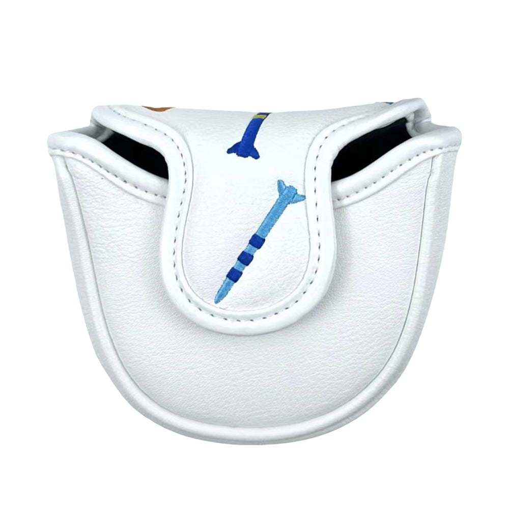 Playful rocket embroidery putter covers