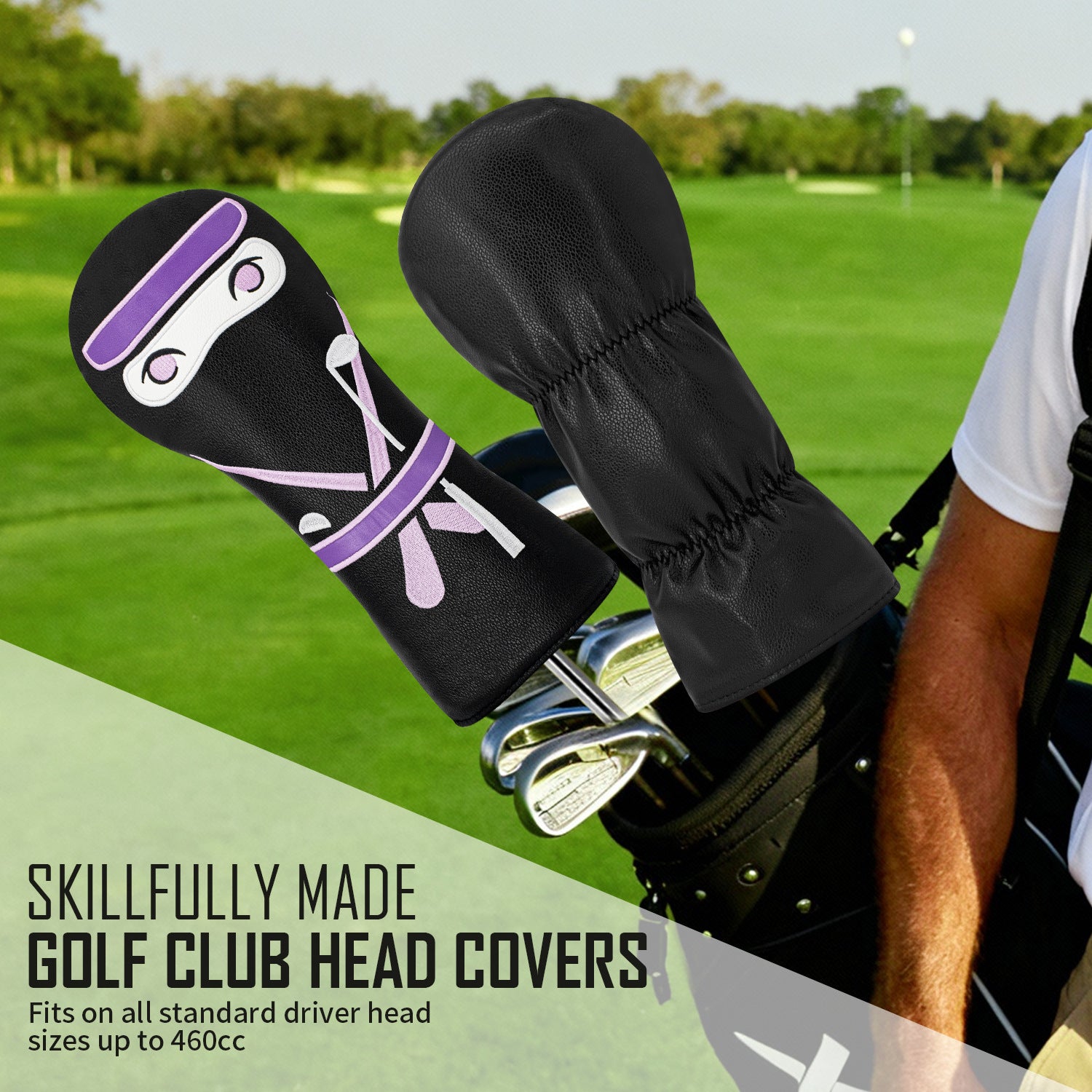 Golf Cover Set Creative Cartoon ninja for Men and Women  Fits Any Size