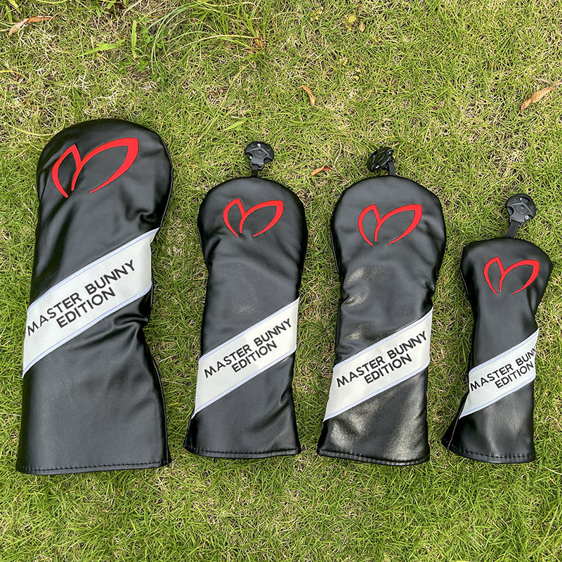 PU Leather Driver & Fairway Wood Headcover - White with Black, Premium Golf Accessory