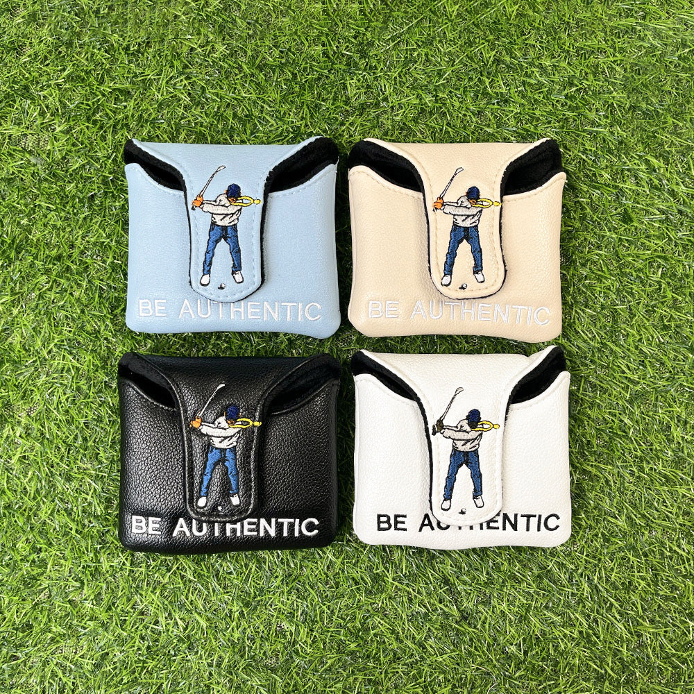 Swinging golfer embroidery golf putter covers