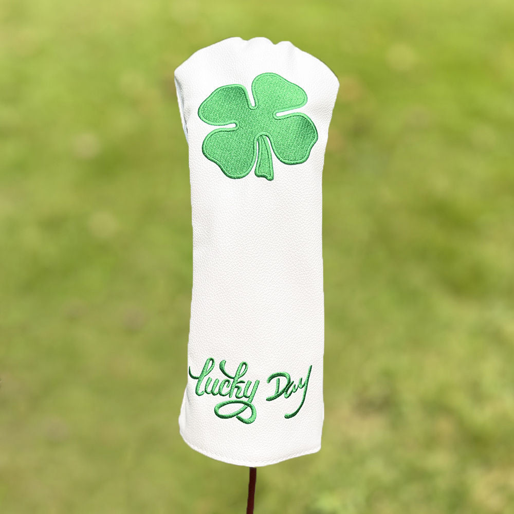Golf Club Covers Lucky Clover Golf Driver Covers Fairway Wood Head Cover Hybrid Headcover Leather 3 Wood Headcovers Golf Head Covers for Scotty Cameron Taylormade Titleist Odyssey