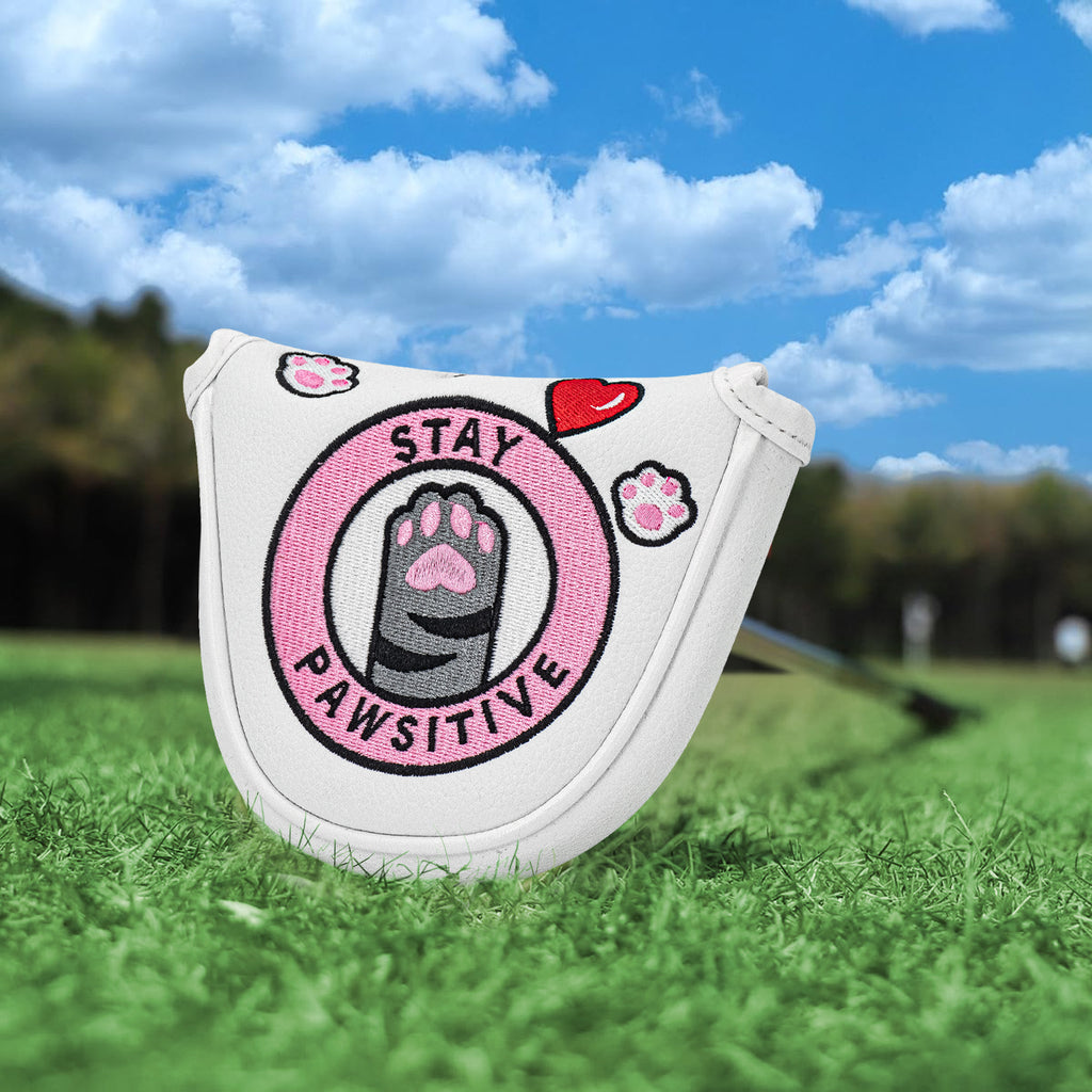 Putter Cover Magnetic Square Mallet Putter Head Cover Elegant  cute cat paw embroidery