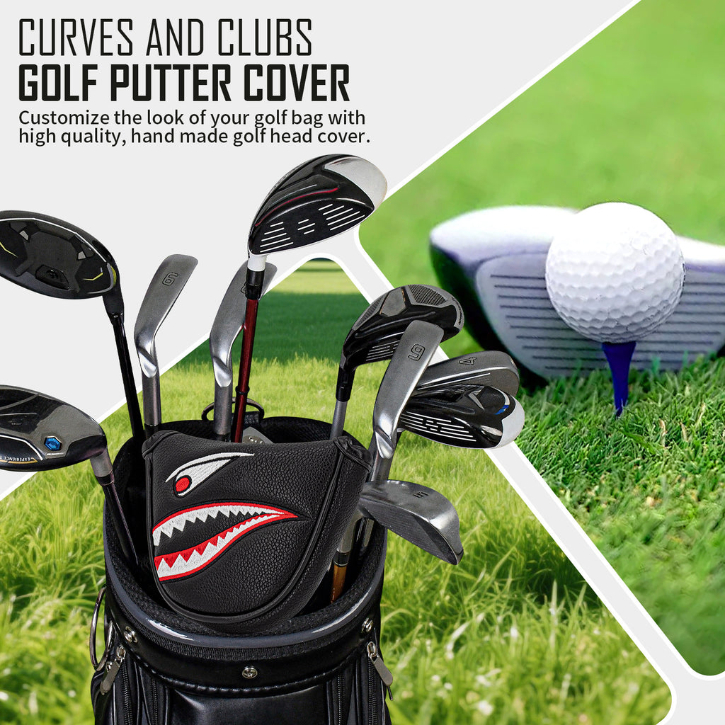 Shark Golf Club Mallet Putter Head Cover Leather Golf Clubs Headcovers