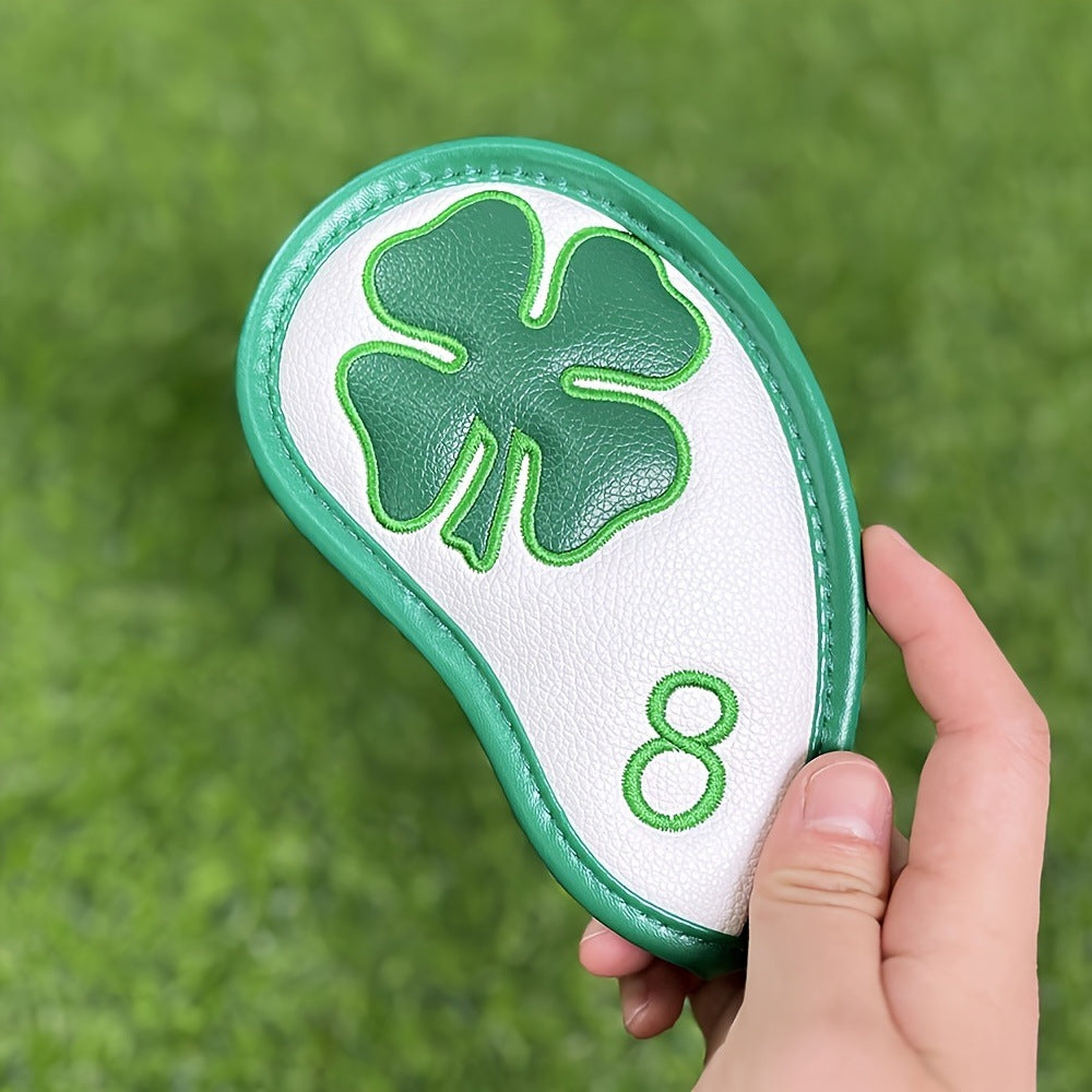 Golf Iron Covers for Golf Clubs 10pcs Golf Iron Headcovers Lucky Clover Golf Club Head Covers for Iron with Magic Tape Fit All Brands