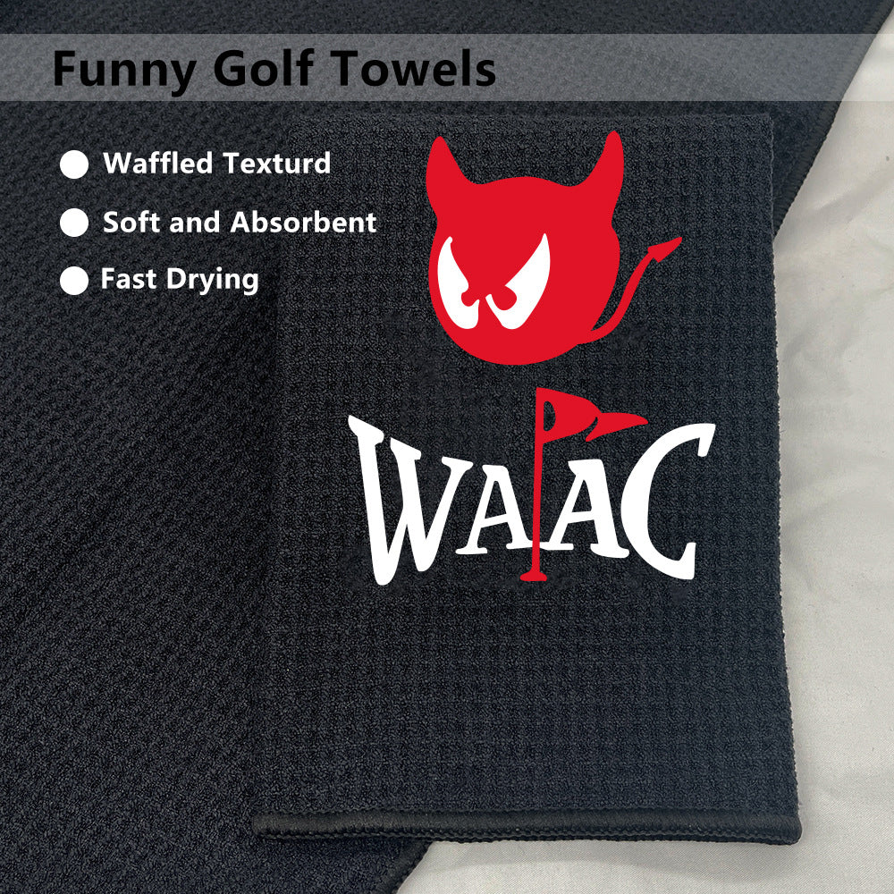 Funny Golf Towel Little Devil Embroidery for Golf Bags with Clip