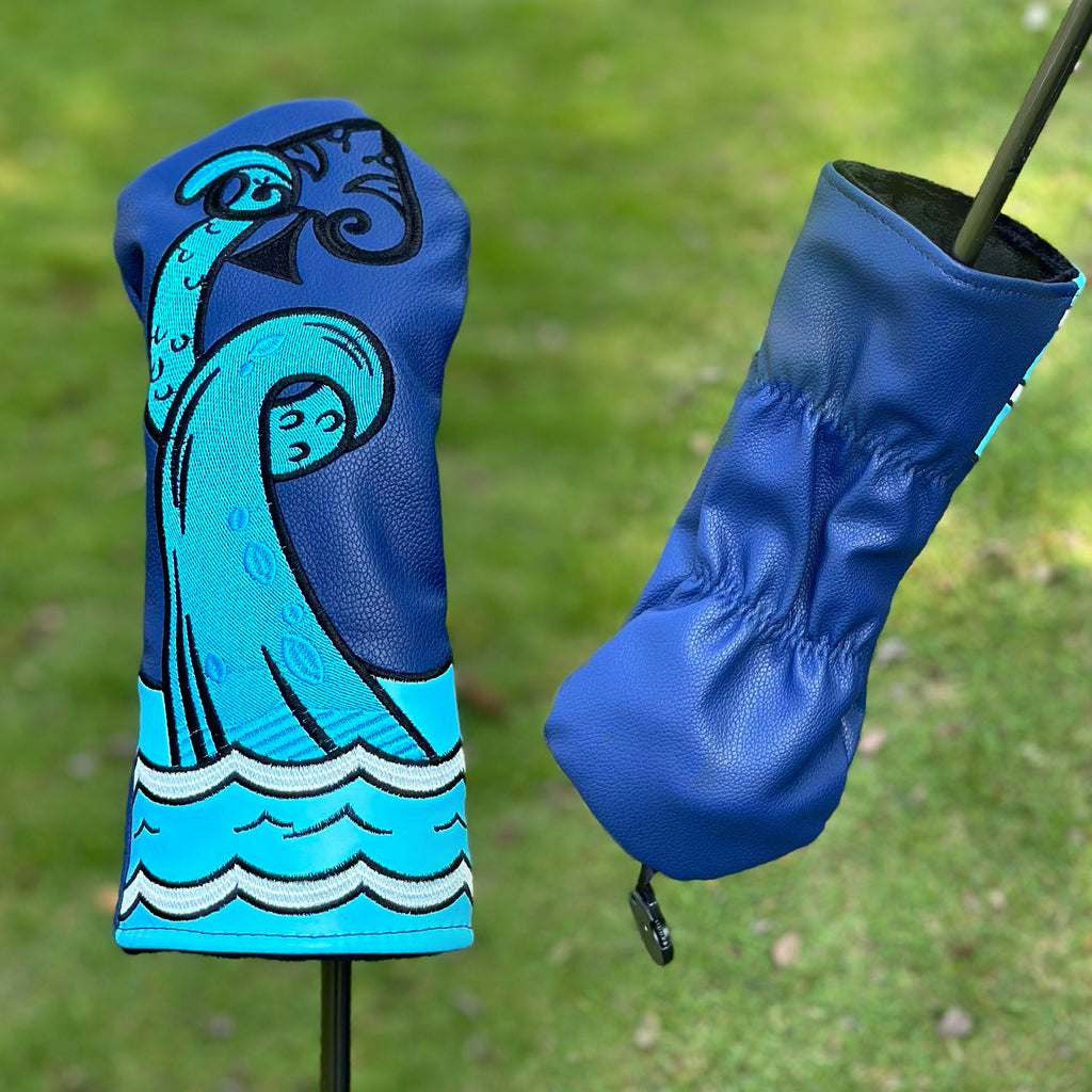 Blue Wave Embroidered Golf Club Head Covers