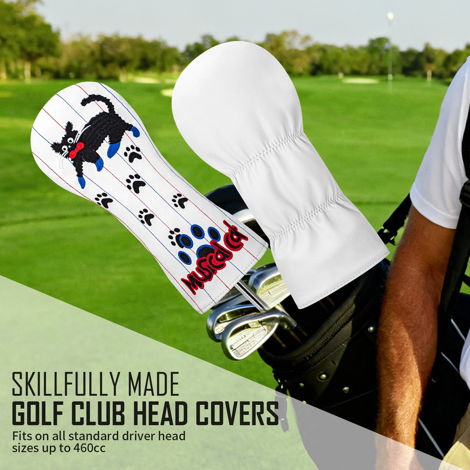 Cartoon Musical Cat Golf Club Head Covers