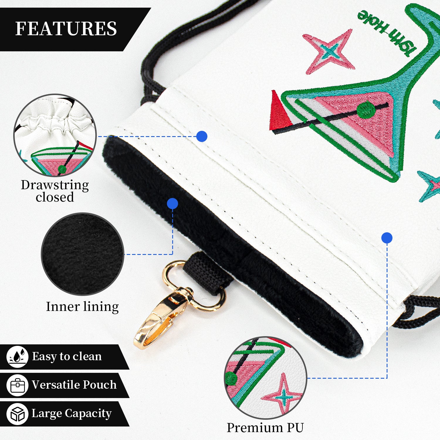 Funny Golf Valuables Pouch,Golf Pouch Bag with Drawstrings Tee Bag for Men Women