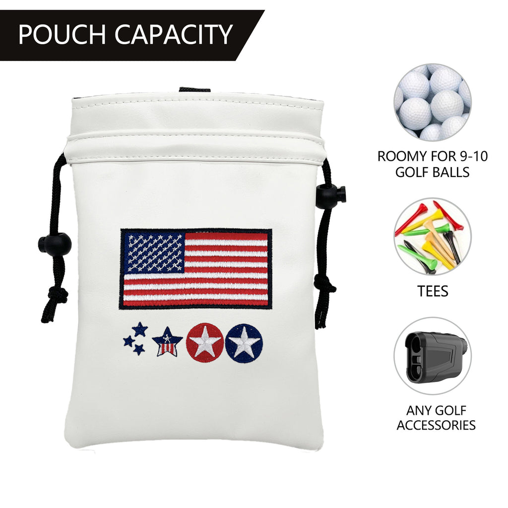 Golf Valuables Pouch USA skull embroidery Drawstring Bag