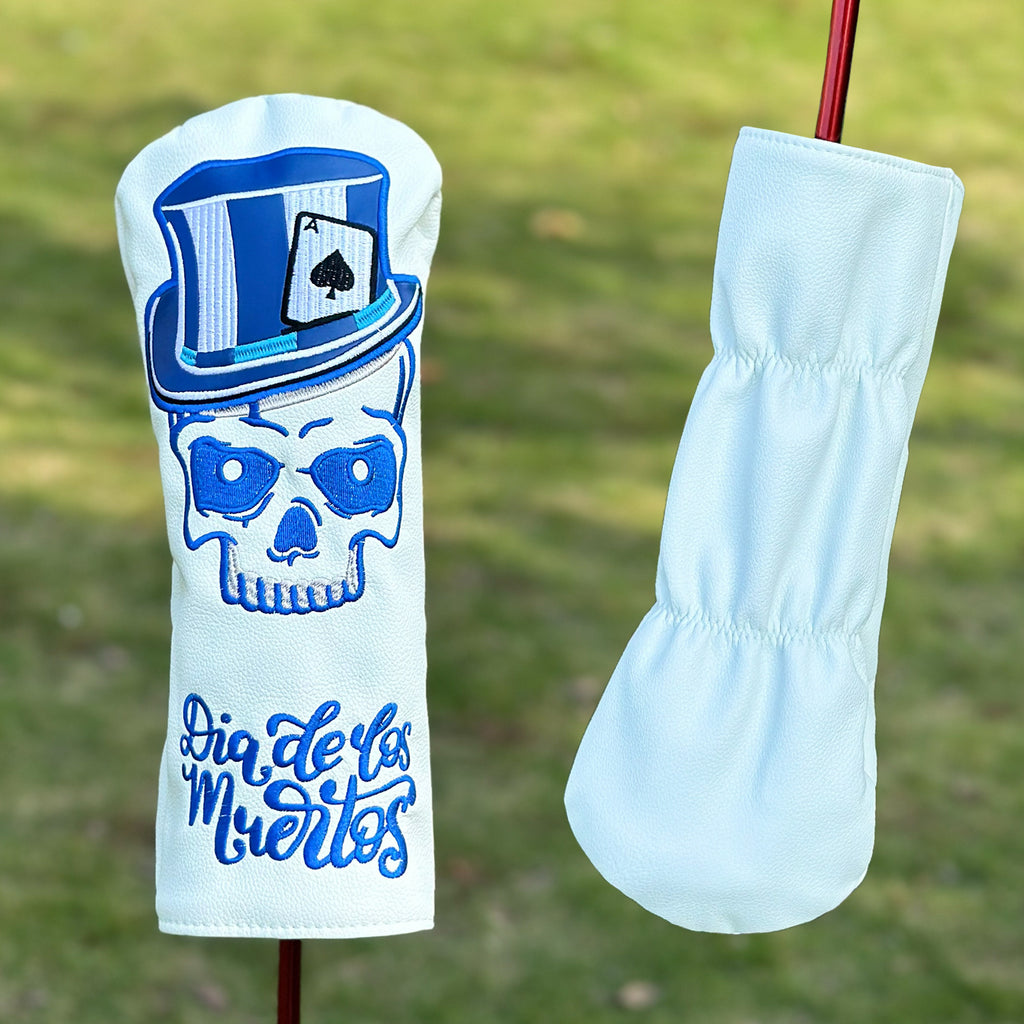 New Blue Skull Embroidered Golf Driver Head Covers