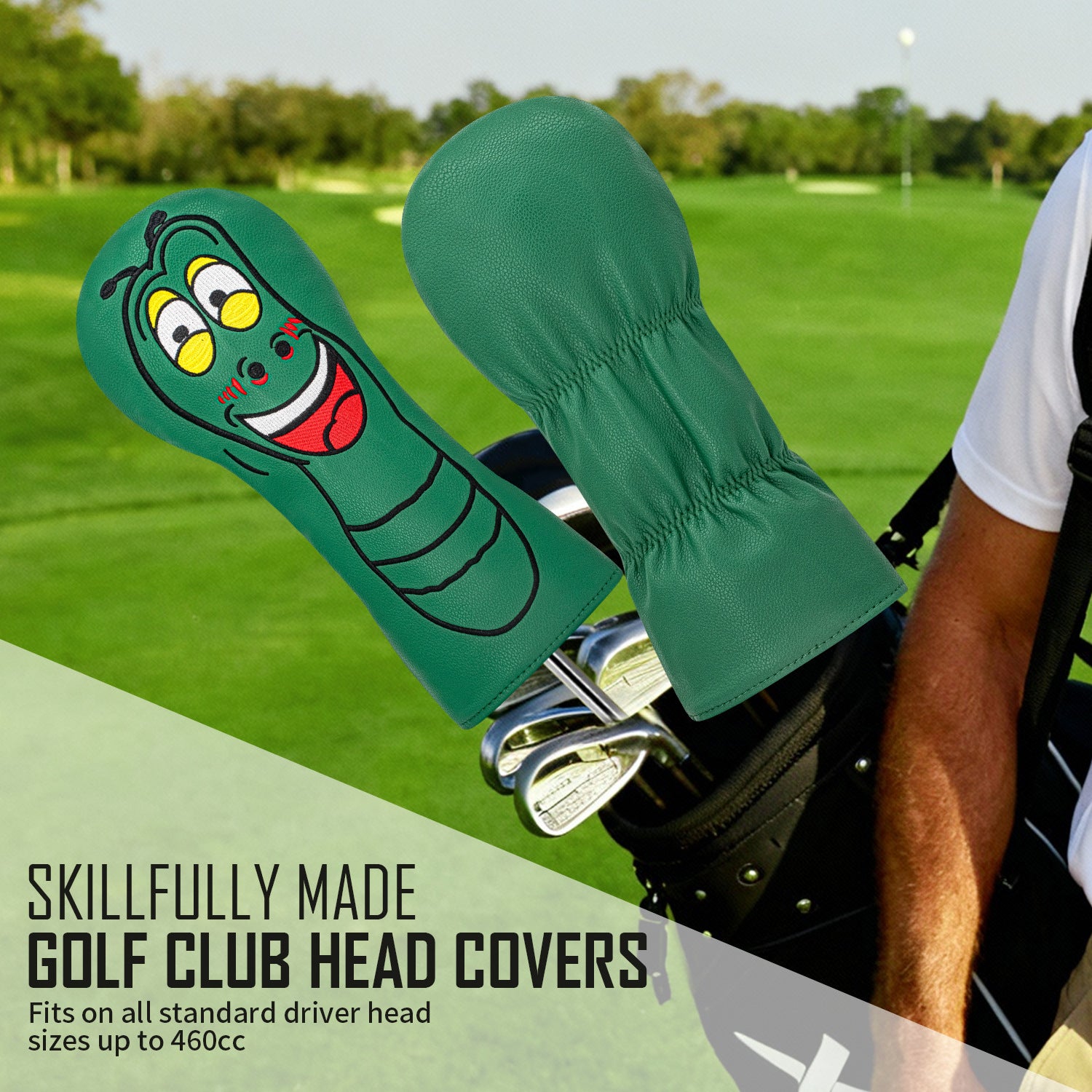 Fun Cartoon Green Worm Golf Club Head Covers