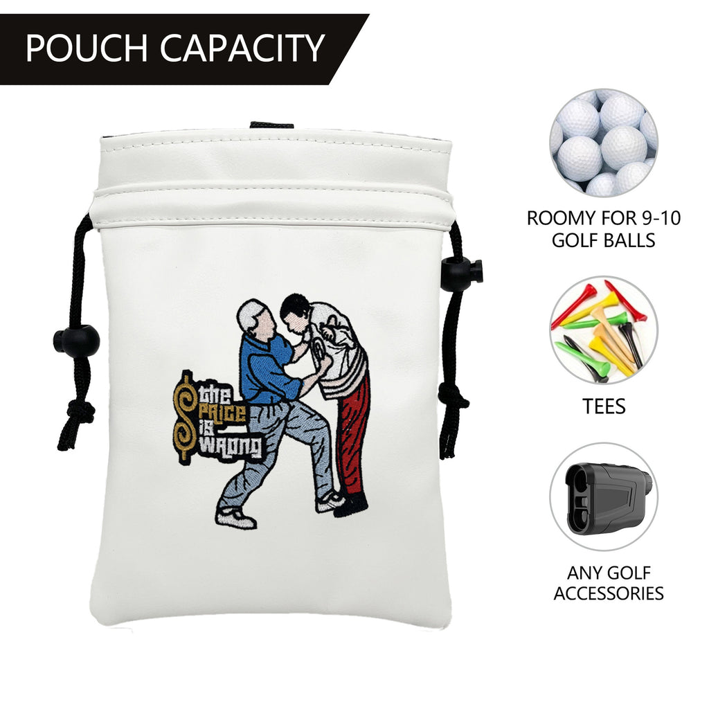 Funny Golf Valuables Bag with Drawstrings - Synthetic Leather Tee Pouch Gifts for Golfer