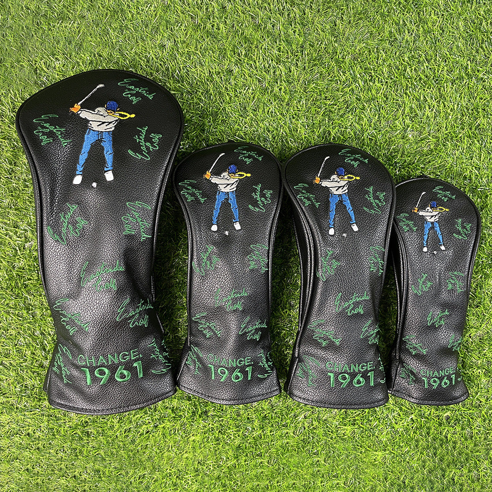 Golf Embroidery Funny Golf Head Covers Premium Funny Driver Headcover, 3 Wood Headcover (Fairway Wood Head Cover), Hybrid Headcover fits for All Brand