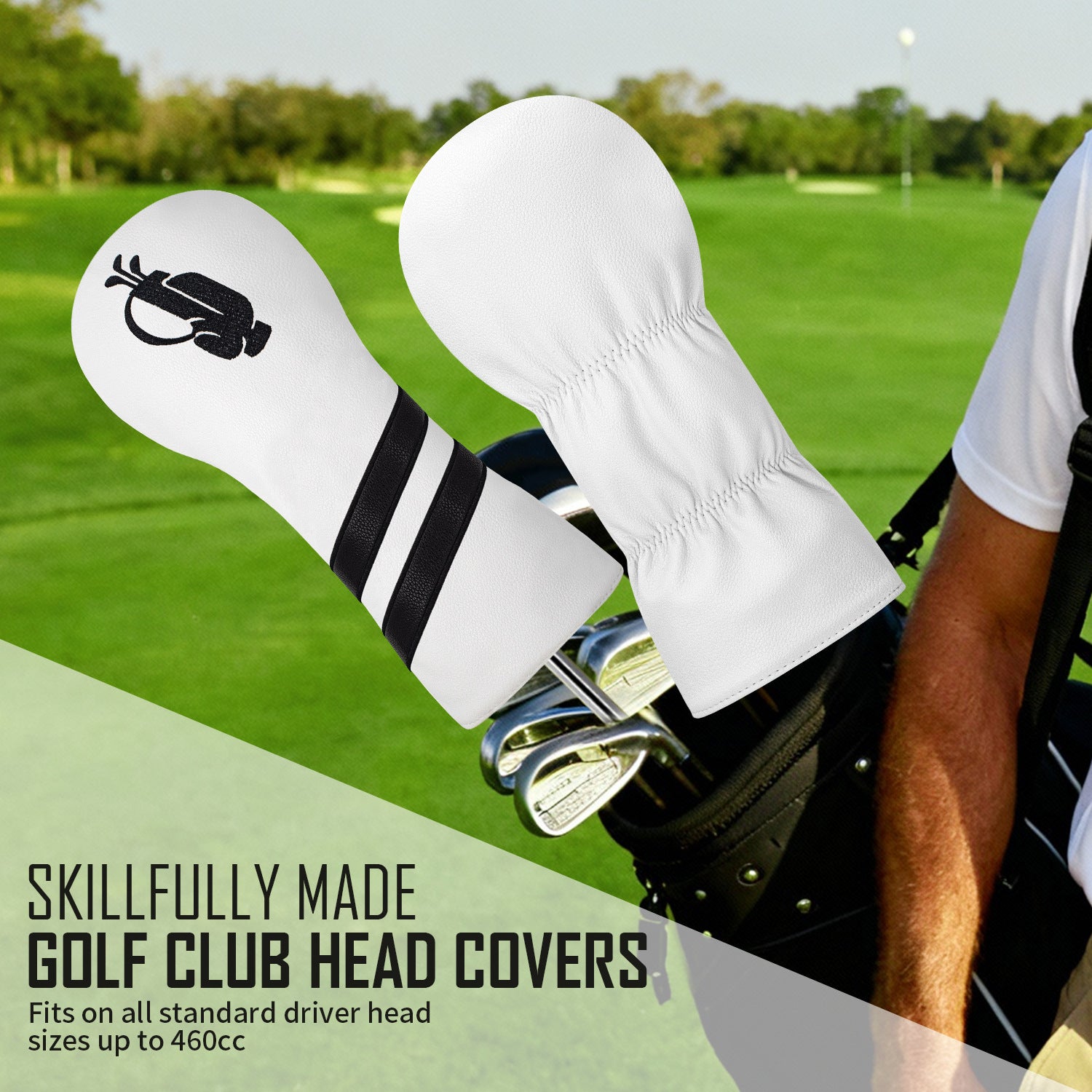 Minimalist Striped Golf Club Head Covers with Golf Bag Embroidery