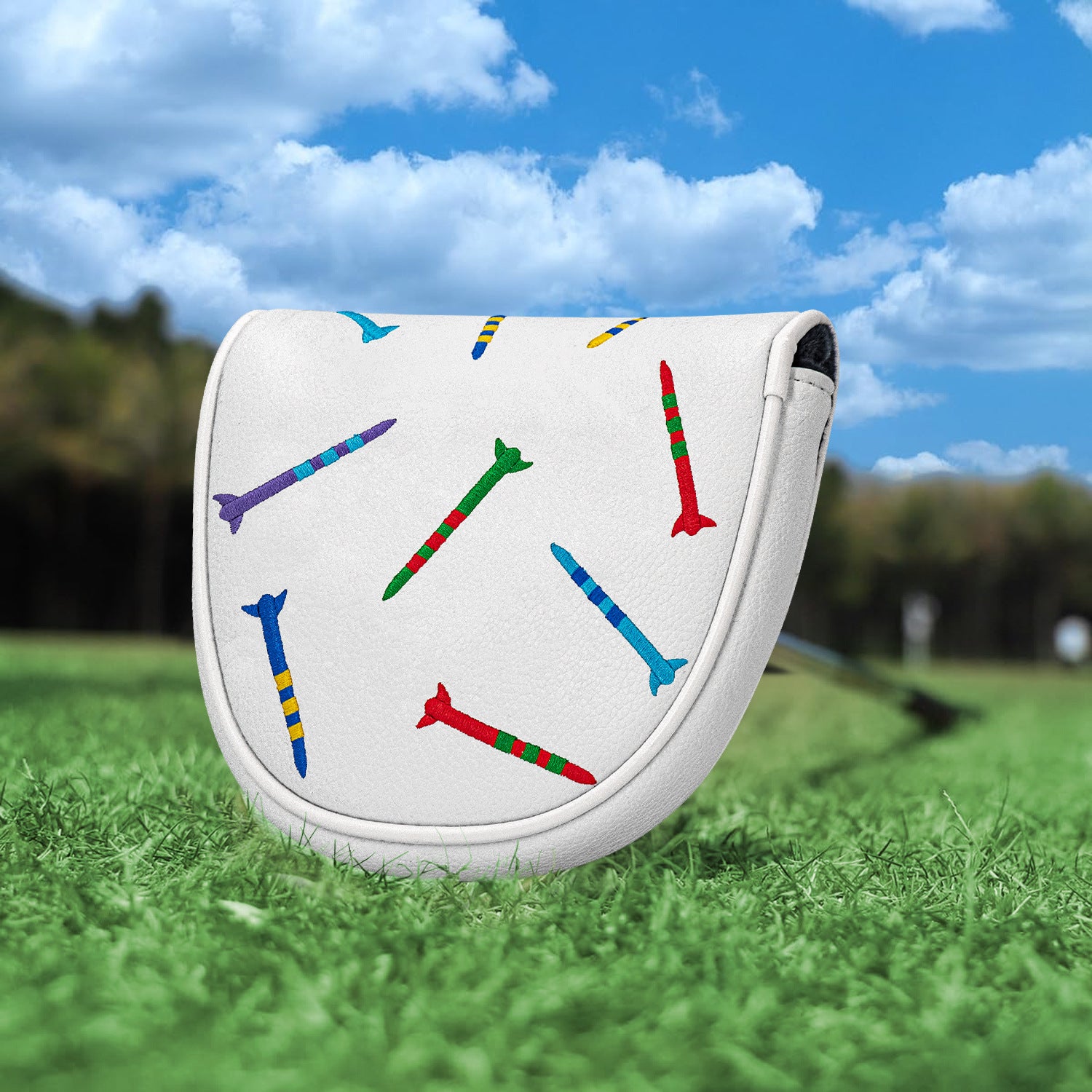 Square Putter Headcover Colorful Nail Embroidery for Most Brand