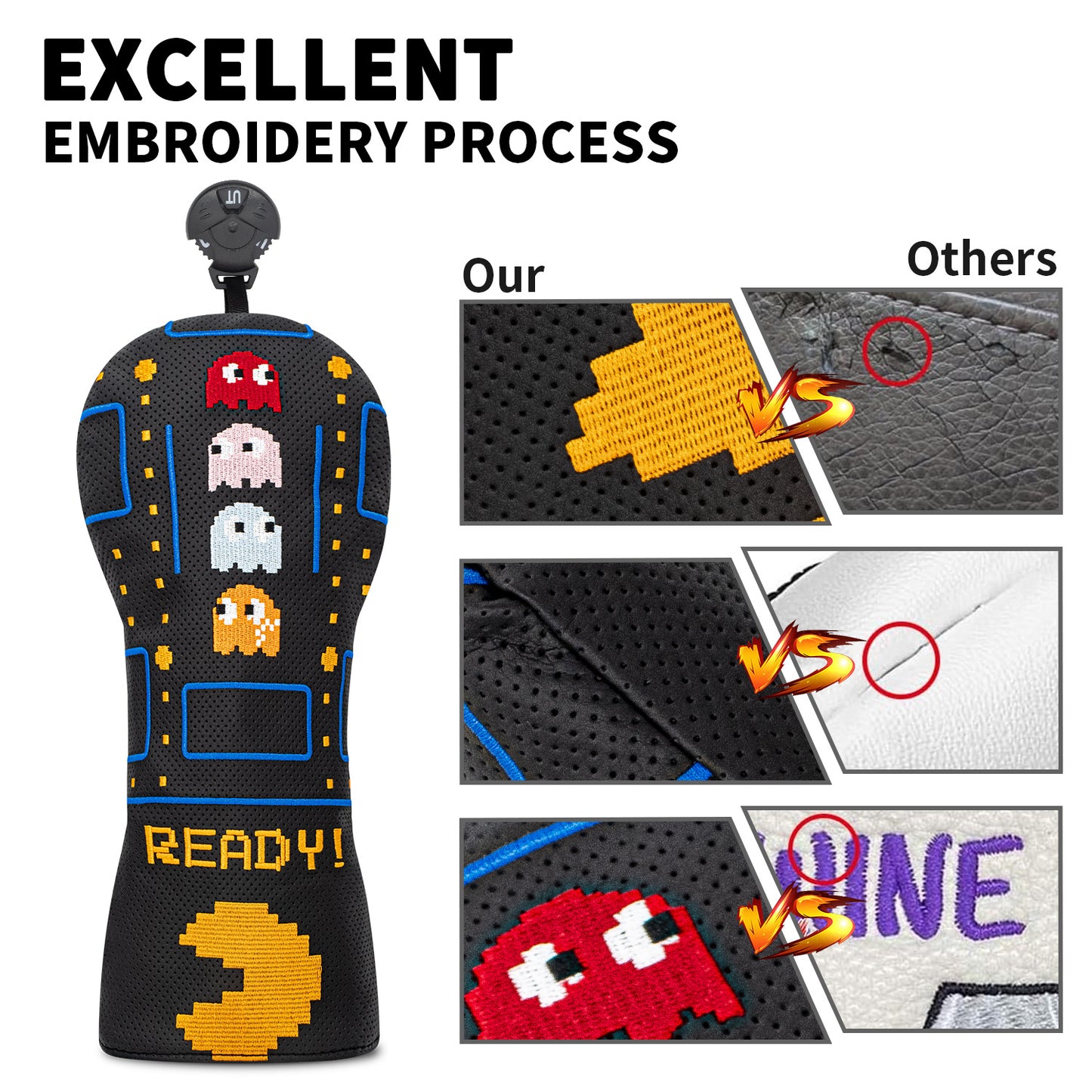 New model Golf Utility/Hybrid Head Cover, Funny PU Leather Club Covers for Women & Men