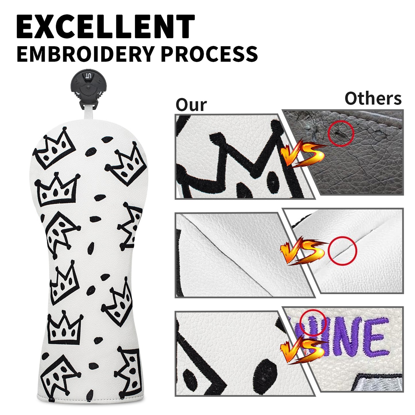 Golf Club Head Covers,4pcs or 1pc USA Golf Head Covers for Woods and Driver Fairway Hybrid - PU Leather Mallet Blade Putter for Men Women Golf Enthusiast