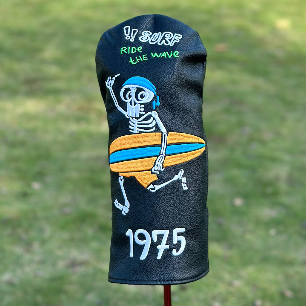 Surfing Skull Golf Club Head Covers  Personalized 1975 Retro Style