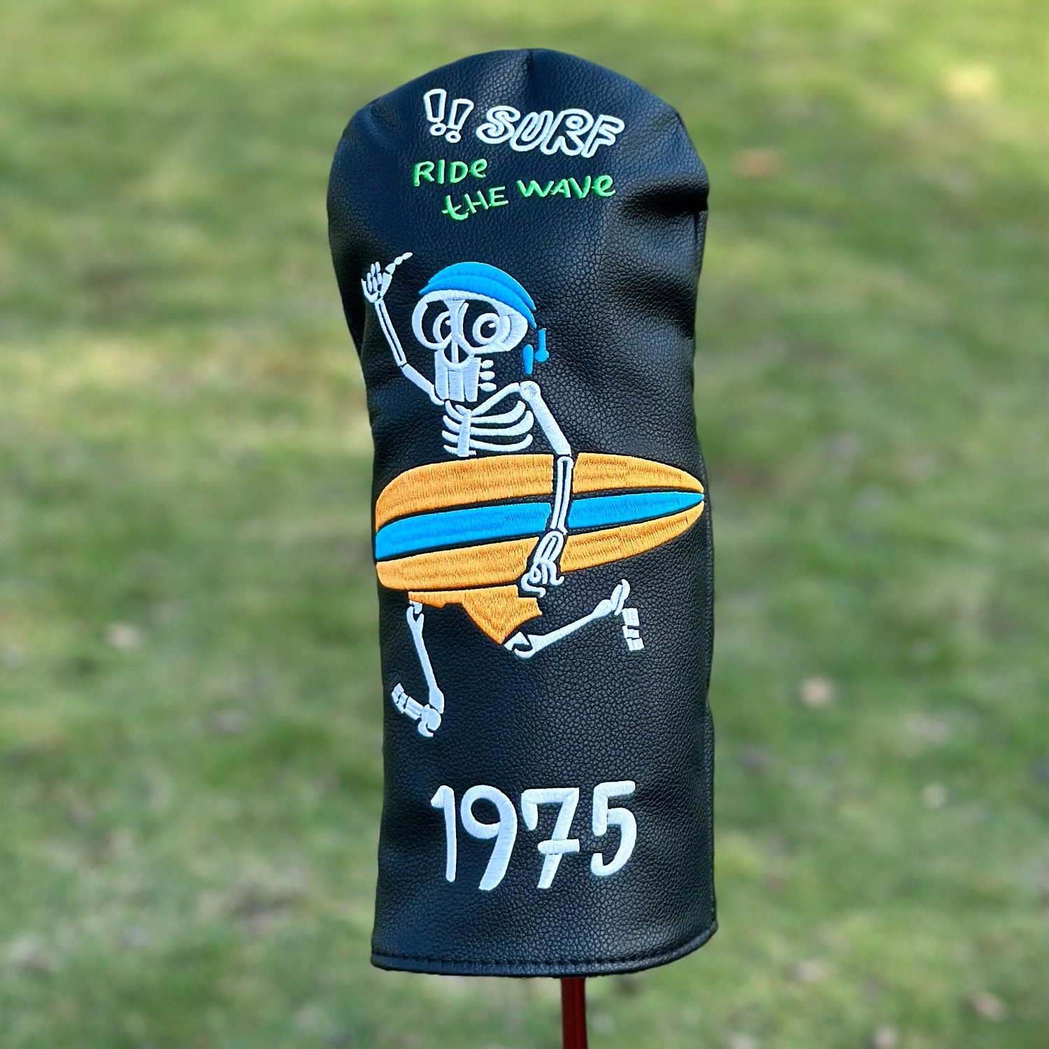 Surfing Skull Golf Club Head Covers  Personalized 1975 Retro Style