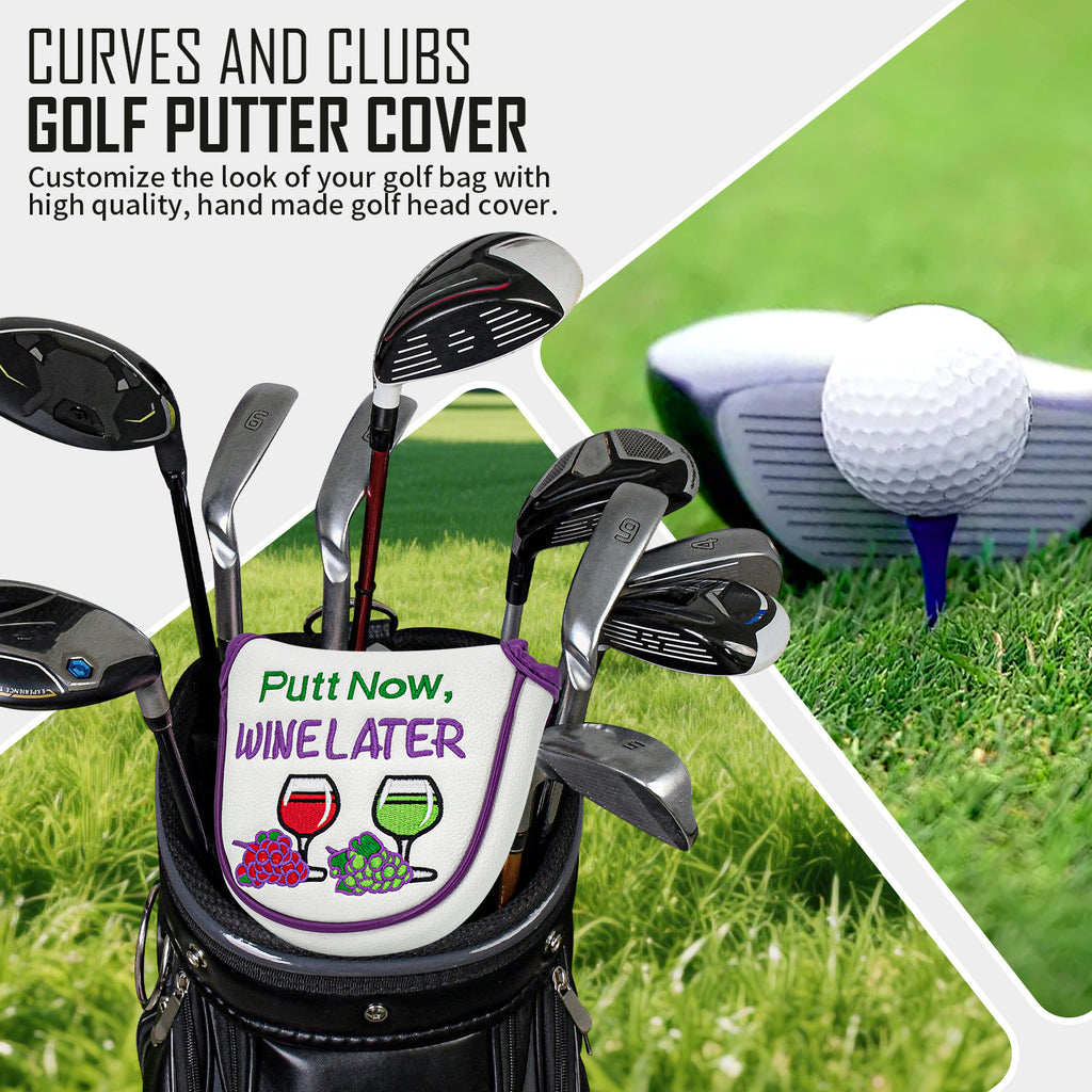 Fruit embroidery Golf Mallet Putter Cover Square Mallet Putter Cover with Strong Magnetic Closure