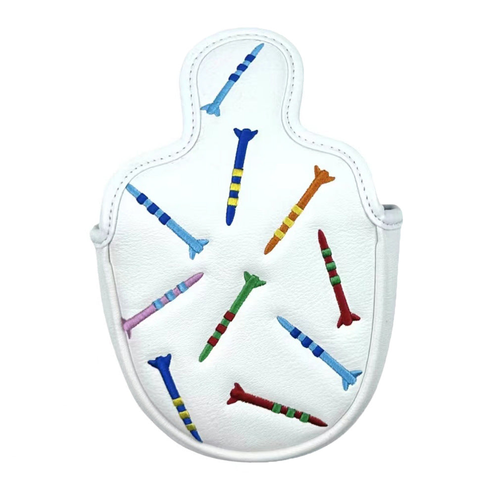 Playful rocket embroidery putter covers