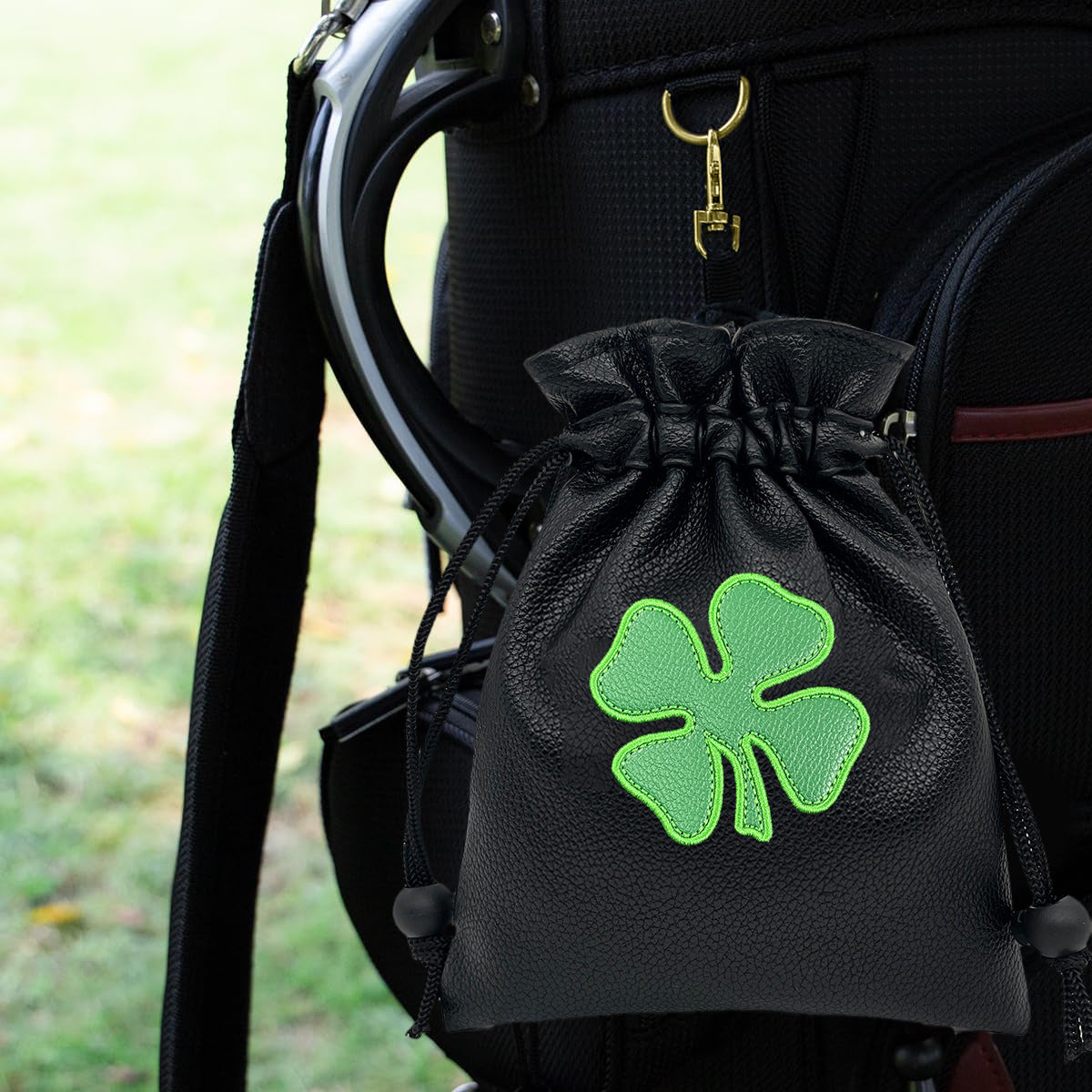 Golf Valuables Pouch,Golf Bag Pouch with Drawstrings Leather Tee Pouchs Bag