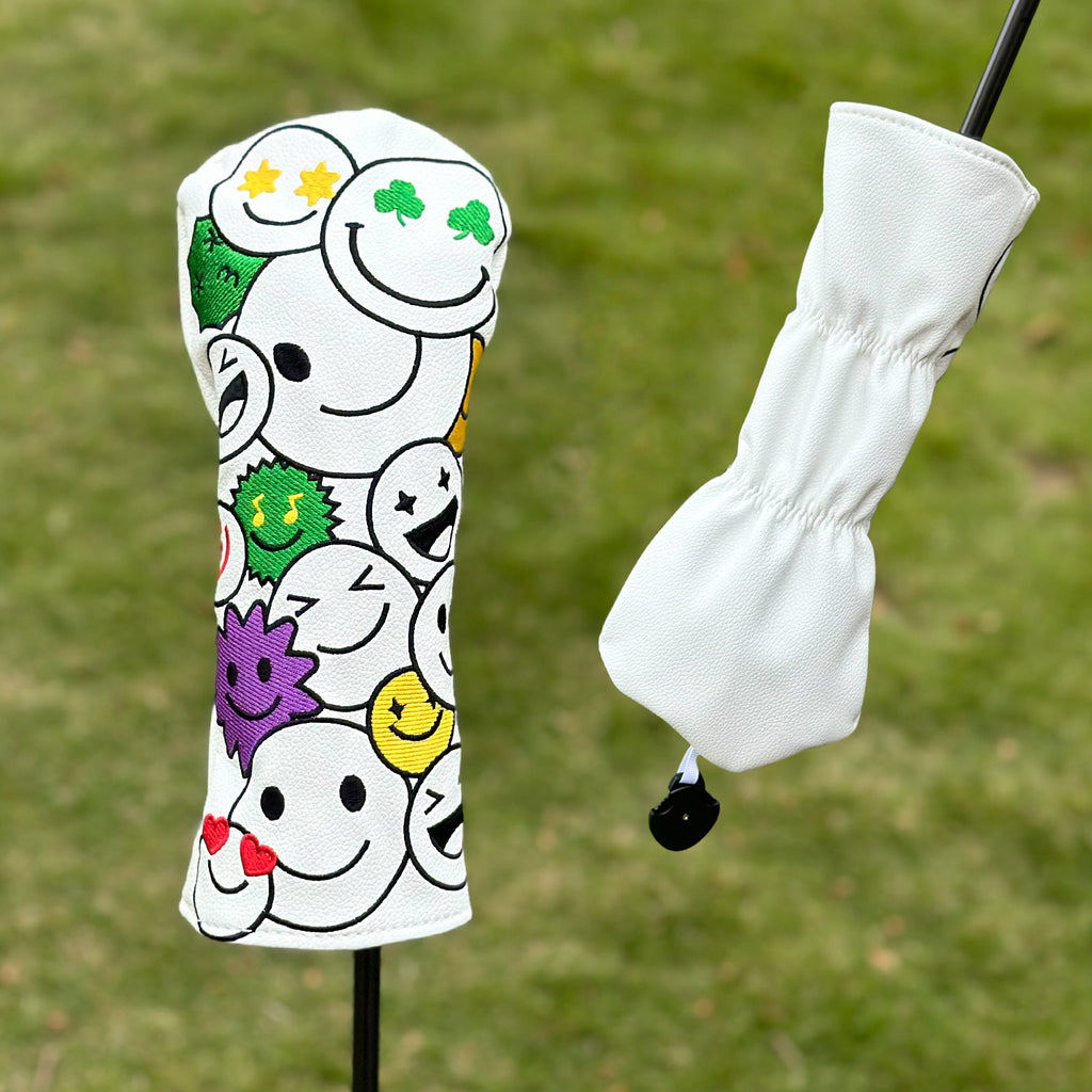 Cartoon Smiley Face Doodle Golf Club Head Covers