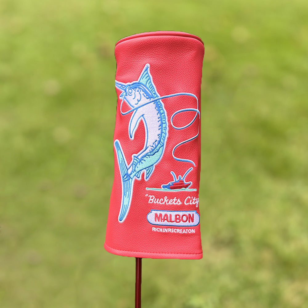 Golf Club Covers – Swordfish Fisherman Hat  Leather Driver Headcover, Fairway Wood, 3 Wood, Hybrid, Fits Mallet Blade Putter Head Covers Alignment Stick Cover