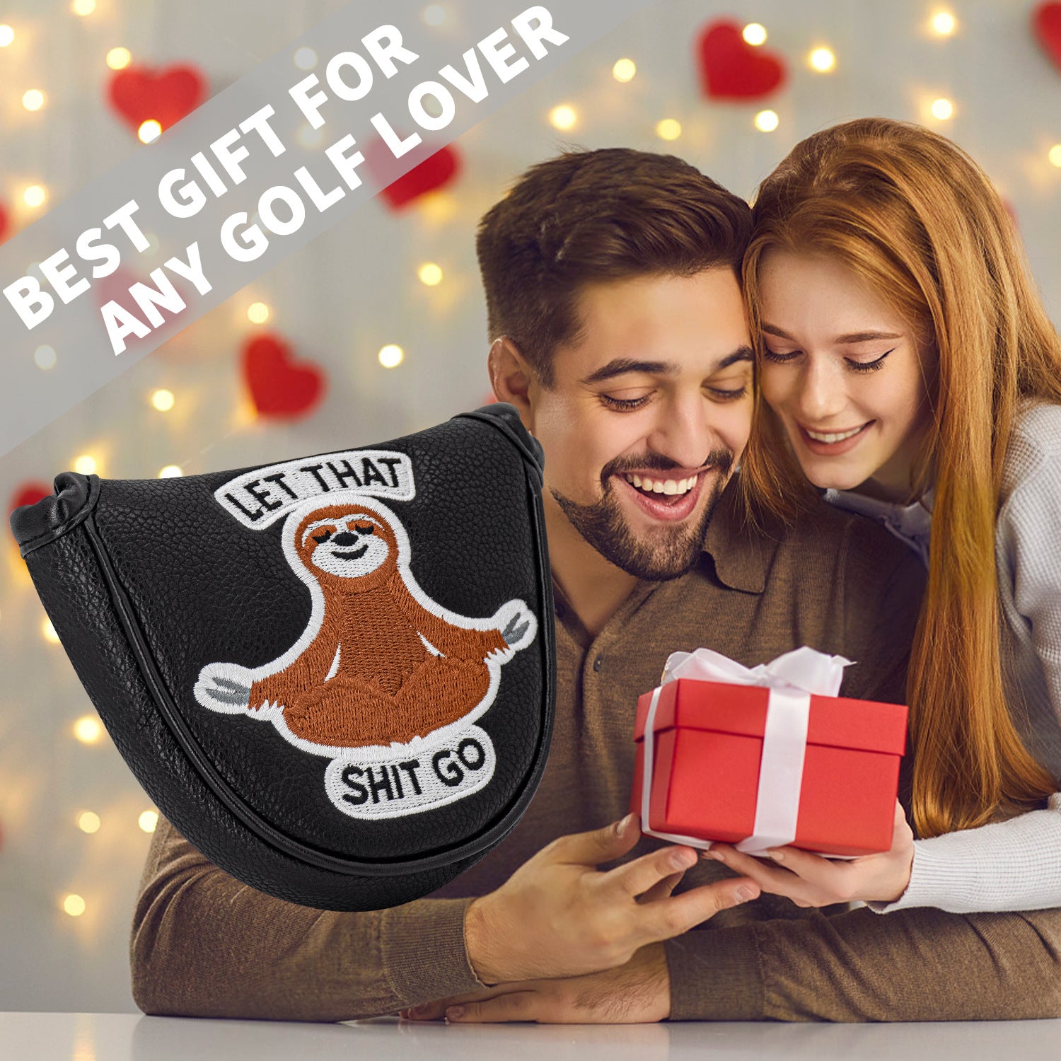 Golf Half Mallet Putter Cover Cartoon Embroidered Sloth  Magnetic Golf Head Covers