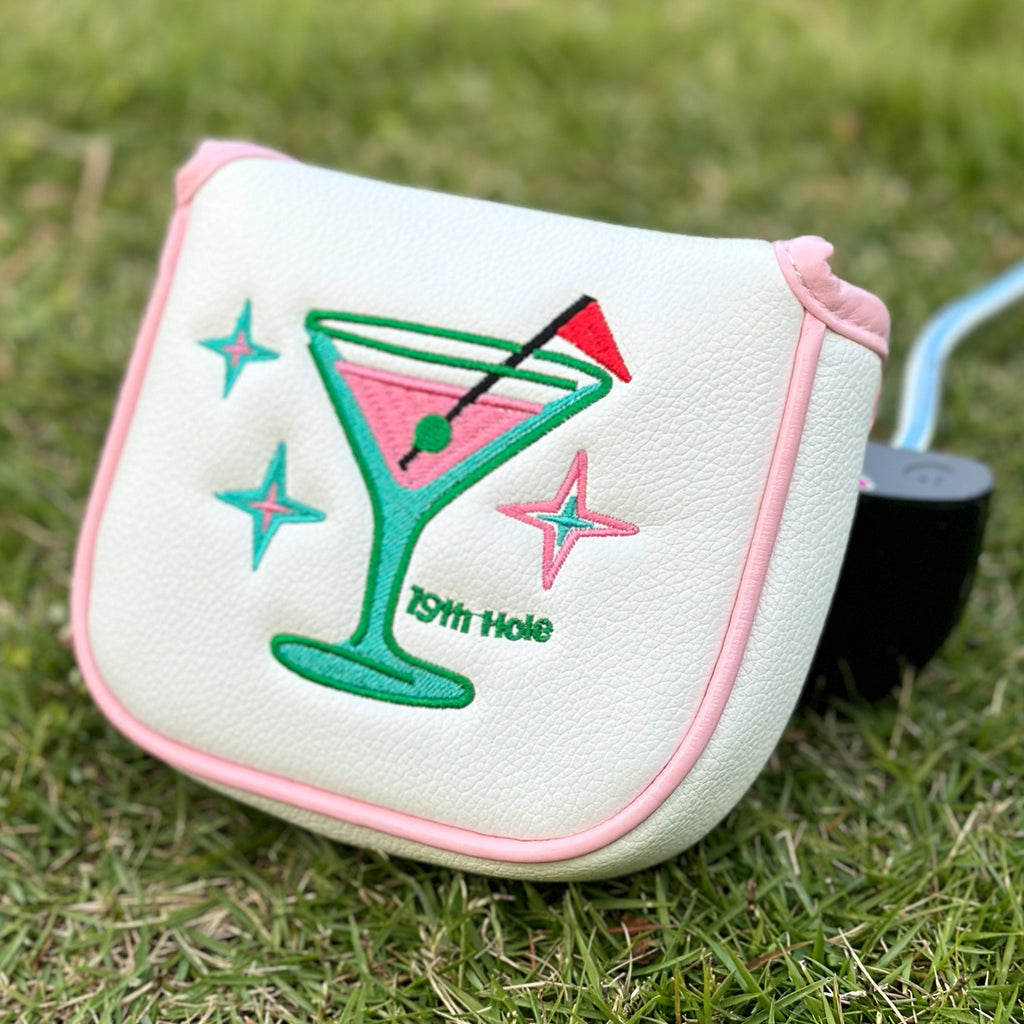 Pink Embroidered Wine Glass golf putter headcovers