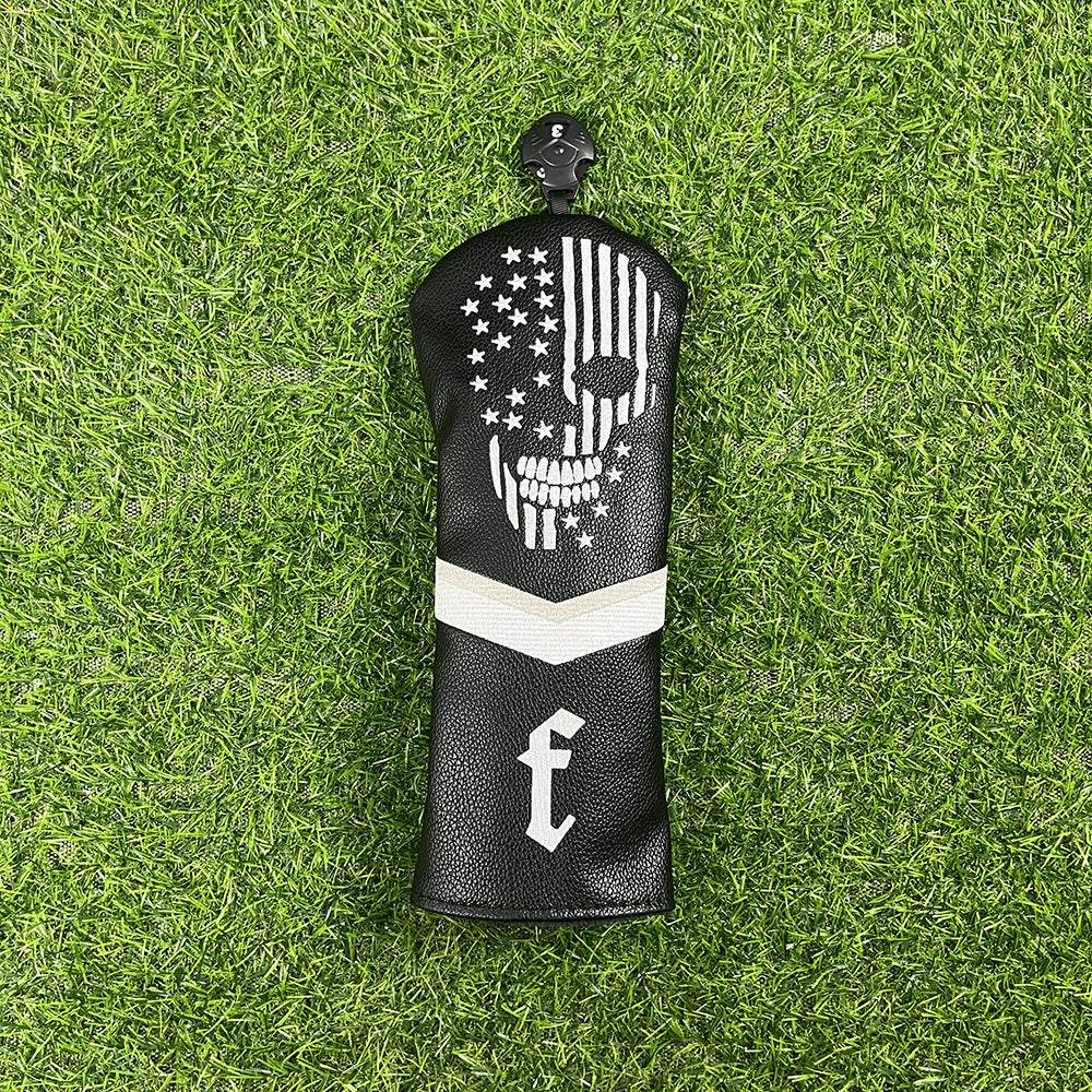 mytag Skull Skeleton Golf Head Covers Black Synthetic Leather Golf Headcovers Set Fits Driver Fairway Wood Hybrid/Utility Putter Iron Wedge Headcover