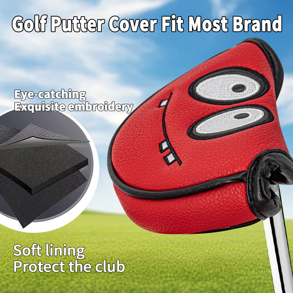 Funny Little Monster Leather Mallet Putter Covers Golf Head Covers