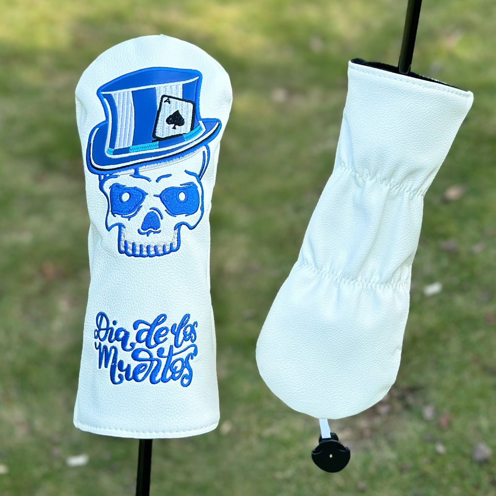 New Blue Skull Embroidered Golf Driver Head Covers