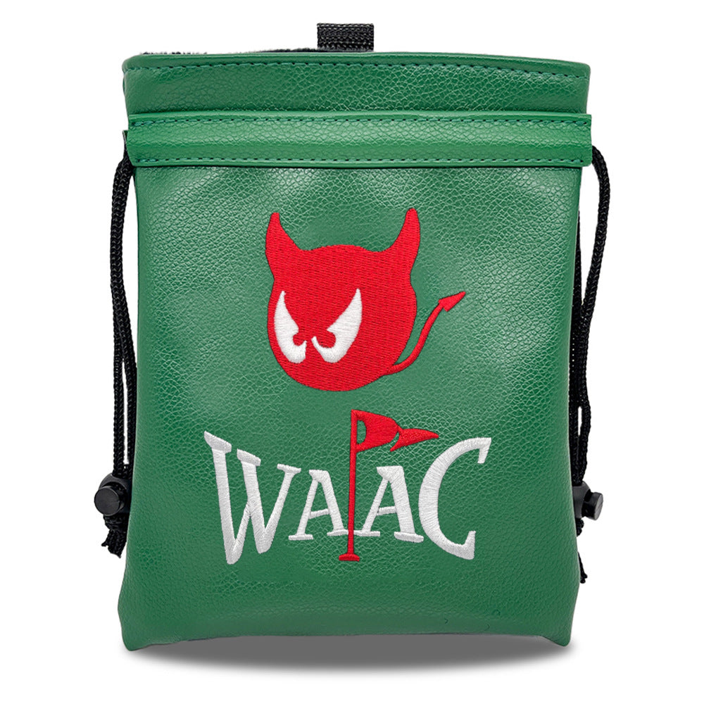Golf Spikes Golf Valuables Pouch Bag with Drawstrings - Premium Faux Leather Tee Pouch