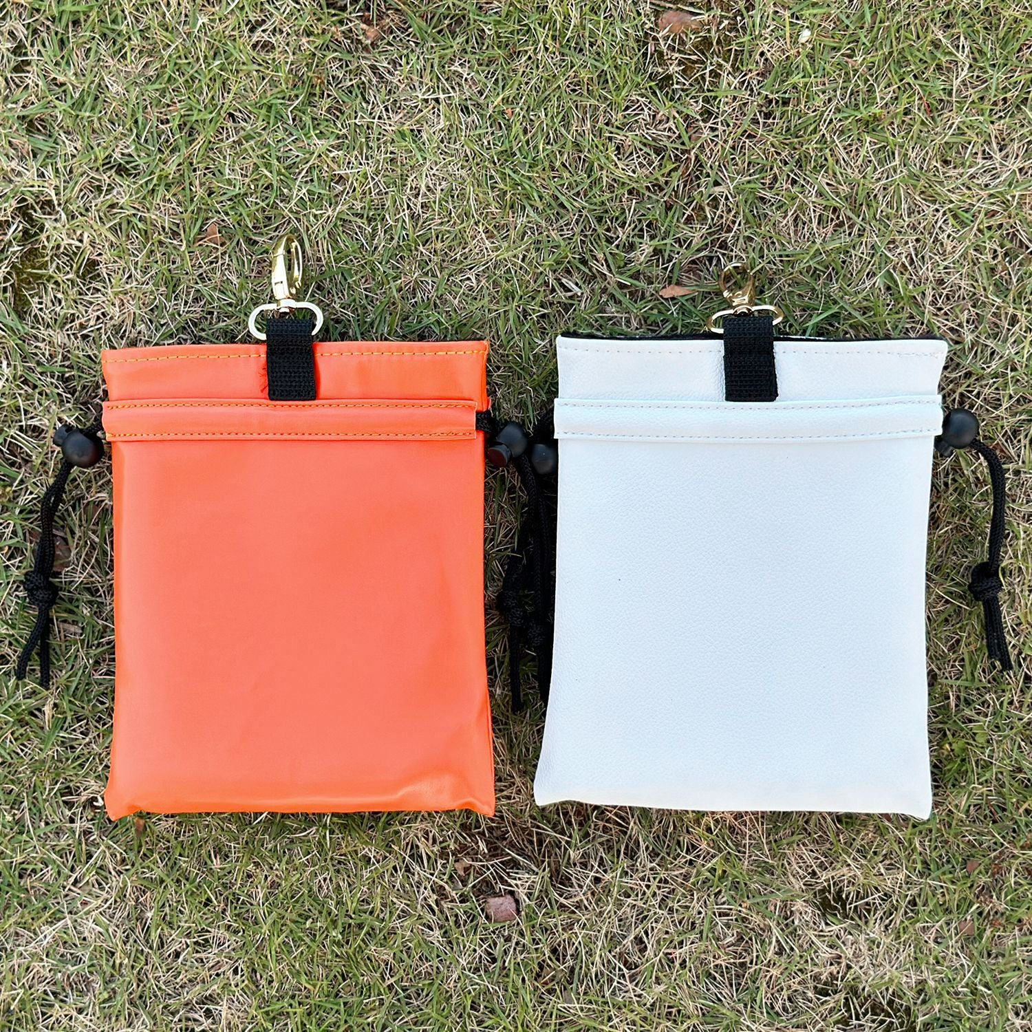 Funny Bear animal embroidery Golf Valuables Pouch, Golf Pouch Bag with Drawstrings Golf Tee Leather Tee Ball Bag