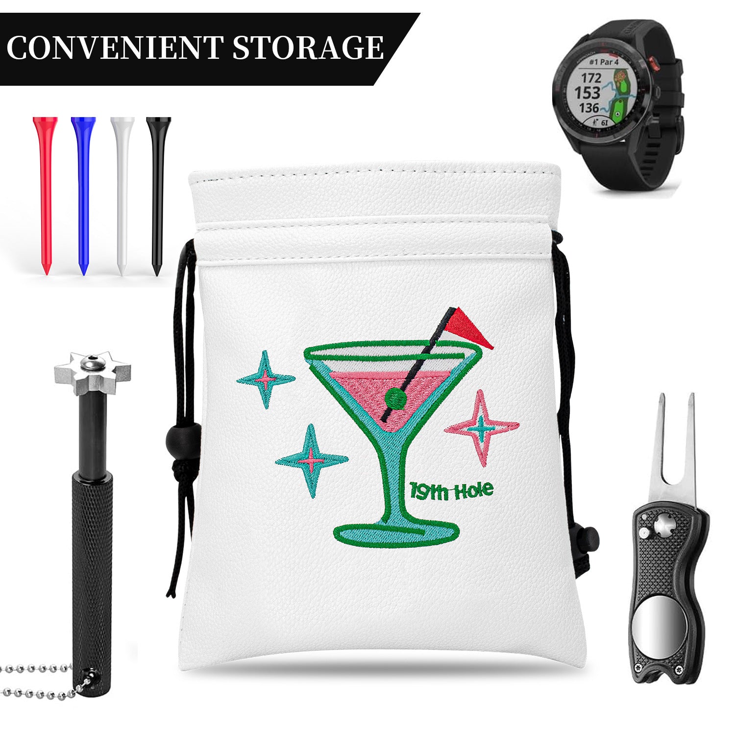 Funny Golf Valuables Pouch,Golf Pouch Bag with Drawstrings Tee Bag for Men Women