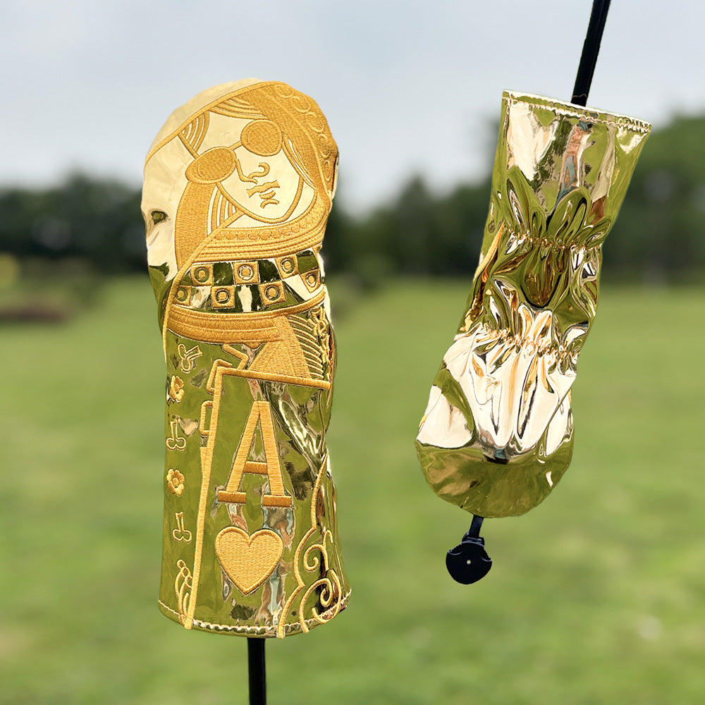 Poker Golf Headcover Golf Club Covers Fairway Wood Cover Headcover with Premium Synthetic Leather Material Embroidery Poker Pattern Fits for All Brand Golf Clubs.