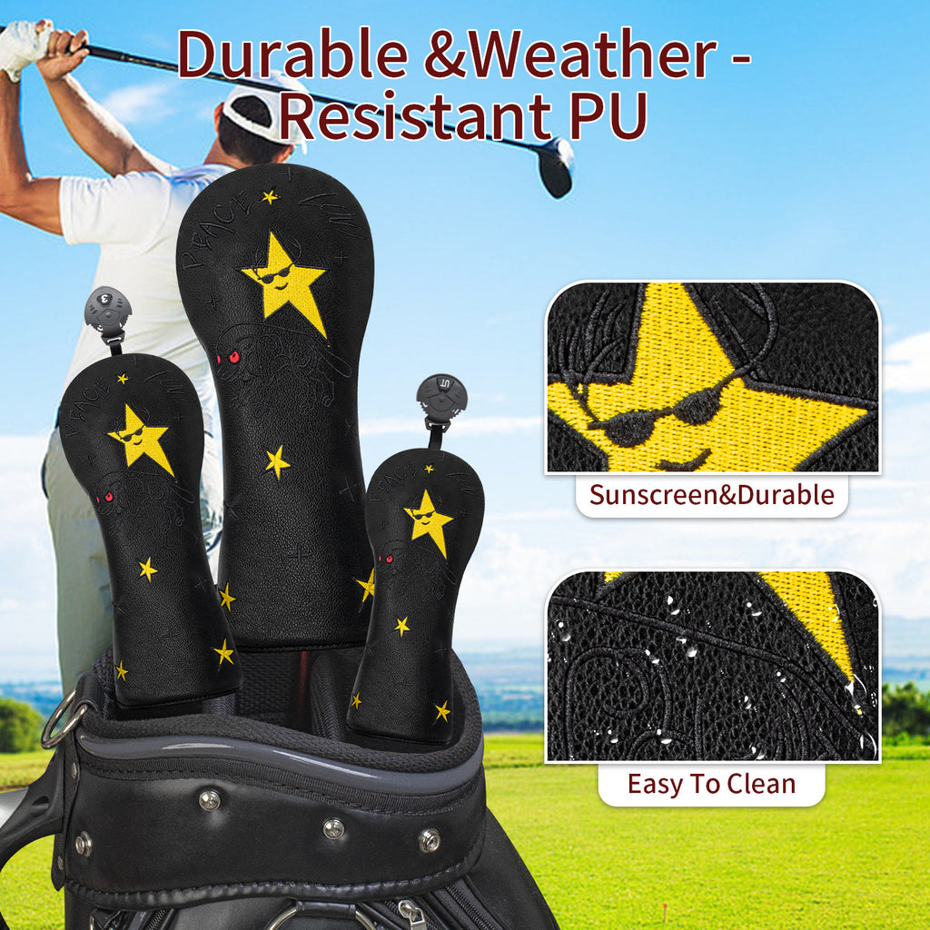 Five-Pointed Star Embroidery Golf Club Covers