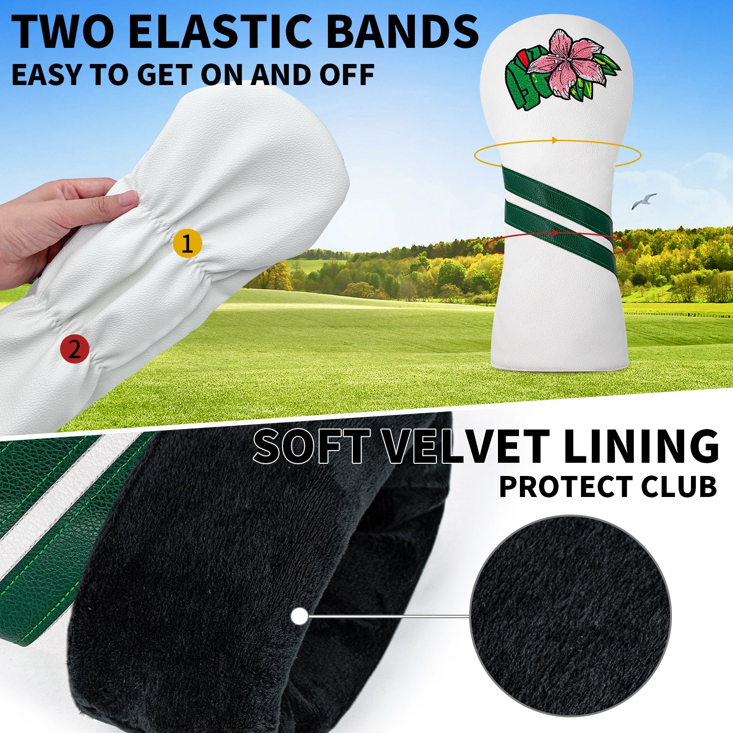 Cherry Blossom Embroidered Golf Head Covers for Most Brand