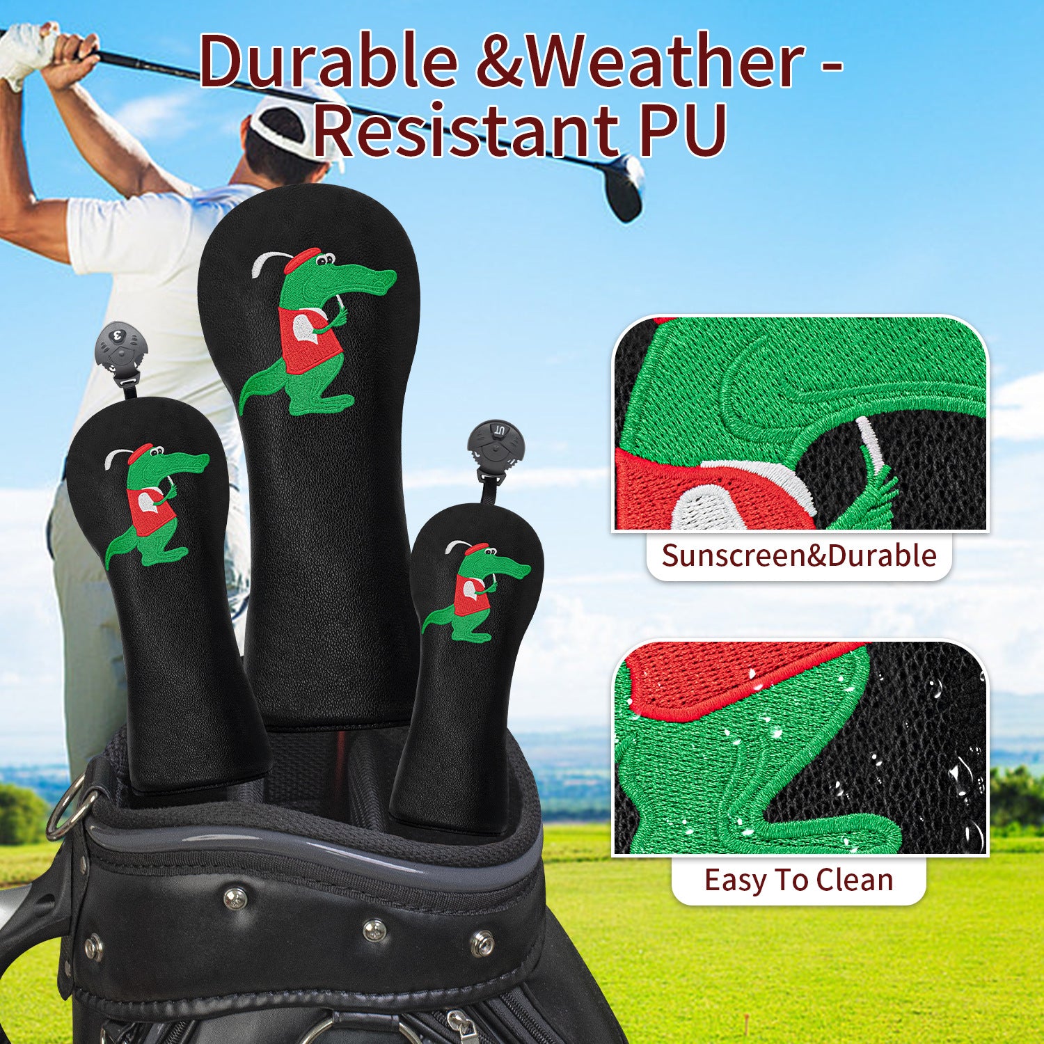 Golf Crocodile Embroidery Golf Club Head Covers Driver Golf Club Headcove