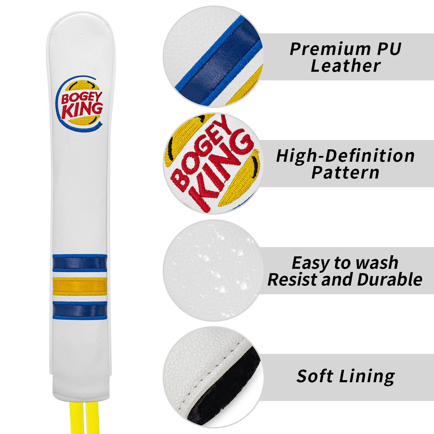 PU Waterproof Embroidery alignment sticks golf cover