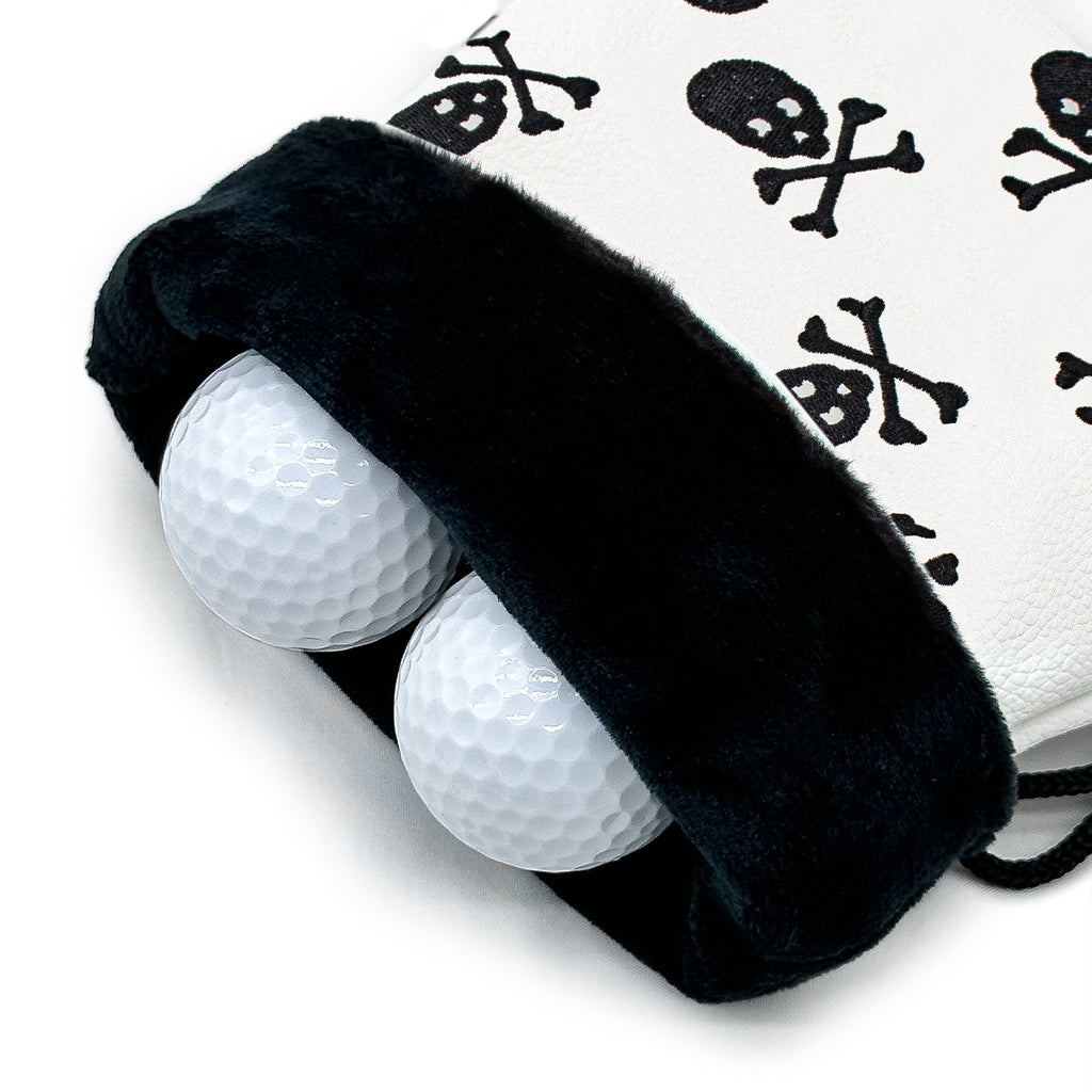 Golf Pouch tee black and white skull pattern for Men Women