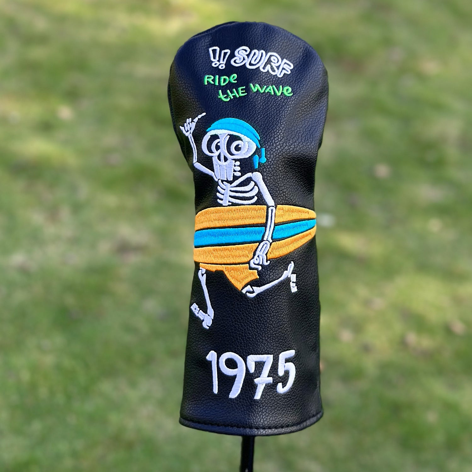 Surfing Skull Golf Club Head Covers  Personalized 1975 Retro Style