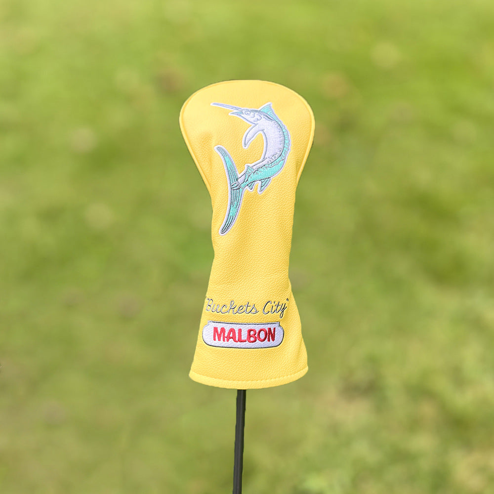 Golf Club Covers – Swordfish Fisherman Hat  Leather Driver Headcover, Fairway Wood, 3 Wood, Hybrid, Fits Mallet Blade Putter Head Covers Alignment Stick Cover