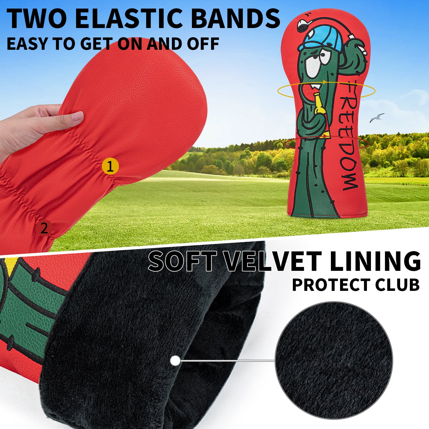 Funny Cactus Embroidery Golf Club Head Cover